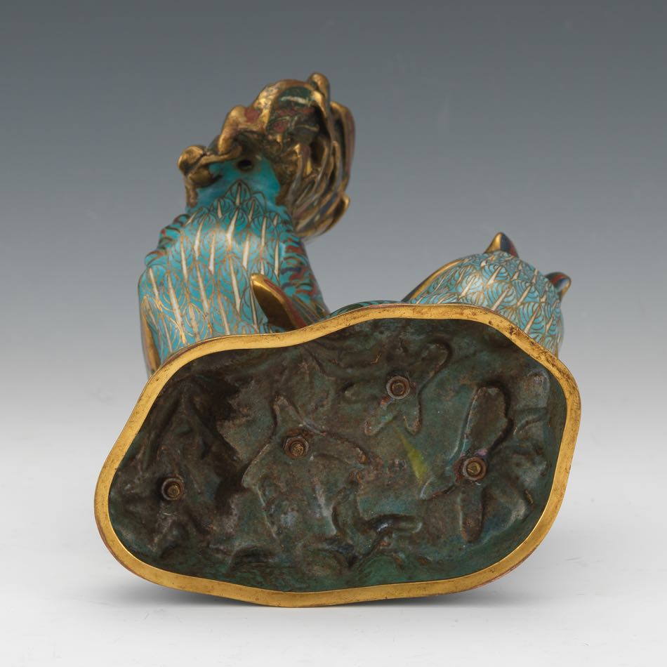 Chinese Cloisonne Grouping of Rooster and Hen, ca. Late Qing Dynasty/Republic Period 9" x 6-1/2" x - Image 7 of 7