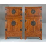 A Pair of Monumental Elmwood Storage Cabinets, ca. 18th-19th Century 12'-10-1/2" x 4'7-1/4" x 22-1/