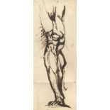 George Richmond, R.A. (English, 1809-1896) 7" x 2-3/4" paper Study of a man's right leg. Brown ink