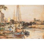 DEMİRCİYAN Ottoman, river Nile, oil on board. 19 th c. 20 x 25 cm