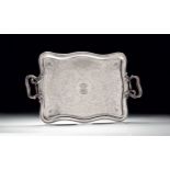 KING FAROUK of EGYPT SILVER TRAY French, artnouve style tray bearing the mark of King Farouk. 20