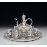 OTTOMAN COFFEE SET Austro-Hungarian empire , silver coffee set with ewer and tray. 19 th c. 2.600