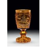 BOHEMIAN GOBLET French, Bohemian goblet engraved with an ottoman cavalry figure. 19 th c. 15 cm