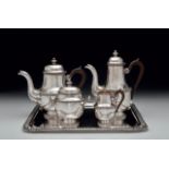 SILVER TEA SET French, marked 950 silver tray. 19 th c. 3.262 gr