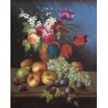 P. LANZONI Still life, oil on canvas. 19 th c. 60 x 70 cm