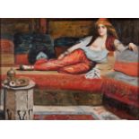 ODALISQUE Oil on woodboard, orientalist. 19 th c. 25 x 32 cm