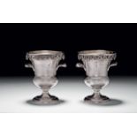 A PAIR of SILVER SPOON WARMER Ottoman, marked with Sultan II. Abdülhamid tugra spoon warmers. 19