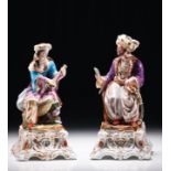 OTTOMAN FIGURES French, Paris porcelain, Ottoman man and woman figure. 29 cm