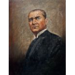 MUSTAFA KEMAL ATATÜRK Oil on press canvas. 20 th c. 90 x 66 cm