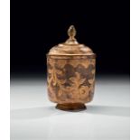 A GILT-COPPER (TOMBAK) COVERED BOWL Ottoman, engraved and punched hanging floral decoration,