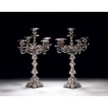 A PAIR OF SILVER CANDLESTICKS English, five way candlesticks. 19 th c. 4.740 gr - 49 cm