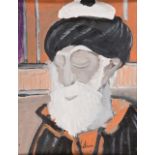 SELİM TURAN Oil on woodboard, dervish. 20 th c. 35 x 27 cm