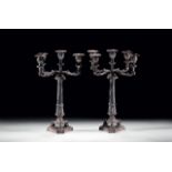 A PAIR OF SILVER CANDLESTICKS French, Napolyon III. Style candlesticks. 19 th c.