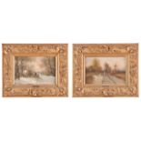 TWO PAINTINGS - R. PONCELET Holland, oil on wood panel. 18 th c. 22 x 32 cm - 22 x 32 cm