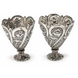 A pair of ottoman silver cup holders, height 5.2cm, Wt. 69.2g.