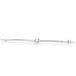 A white gold and diamond bar brooch, Est. Dia. Wt. 0.5ct, length 6.4cm. In a fitted case.