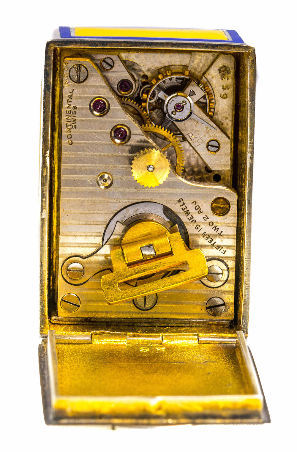A miniature Cartier enameled carriage clock, circular dial with Arabic numerals inscribed Cartier, - Image 2 of 4