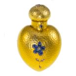 A late 19th Century Continental gold, sapphire, ruby, emerald and diamond scent bottle of Art