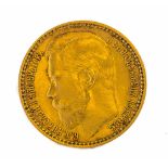 An 1897 Russian 15 Ruble gold coin, size 2.5cm Wt. 12.9g in a fitted case.