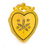 A Victorian gold and diamond sweetheart locket, 2.7cm wide, 19.4g.