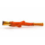 An antique Mediterranean coral and amber cigarette holder, in fitted case, length 10. 4cm, Wt. 13.