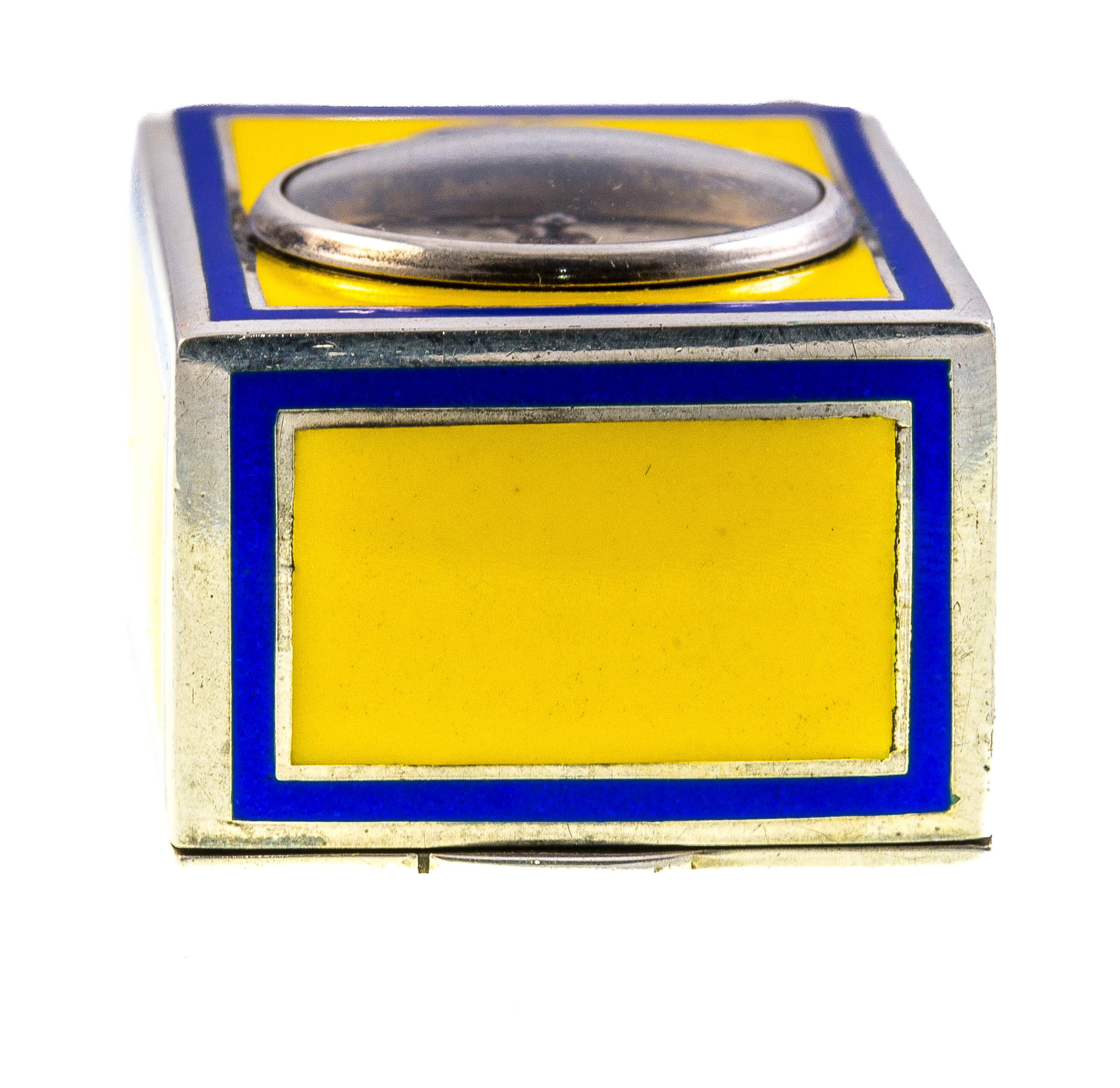 A miniature Cartier enameled carriage clock, circular dial with Arabic numerals inscribed Cartier, - Image 4 of 4