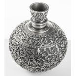 An antique Islamic silver hookah pipe base, height 18cm, Wt. 905g