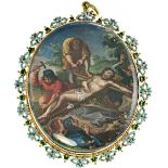 An extremely fine 16th century painted miniature and enamel pendant, Flemish in origin, could be one