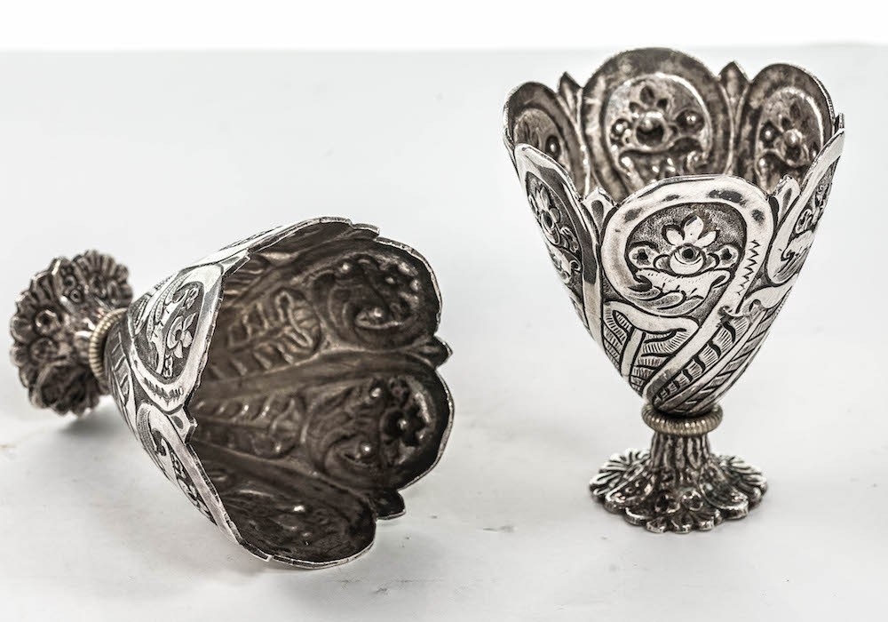 A pair of ottoman silver cup holders, height 5.2cm, Wt. 69.2g. - Image 2 of 2