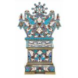 An antique silver and enamel Russian salt throne. Russian hallmarks, 84, A.A and 1891 (see