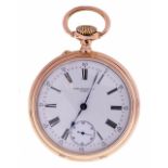 A Patek Philippe 18ct gold keyless pocket watch, 49mm, 1890, case 206019, movement 89423.