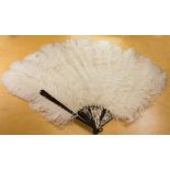 A French tortoiseshell and ostrich feather fan retailed by J. Duvelleroy, inscribed 'Chris' to the