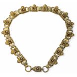 A Victorian fancy silver gilt necklace, length 49cm Wt. 51.5g.