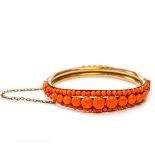 An antique Mediterranean coral bracelet with folding hinge, Wt.21g.