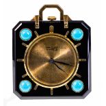 A turquoise and onyx Van Cleef & Arpels travel watch circa 1940, signed dial, visible movement,