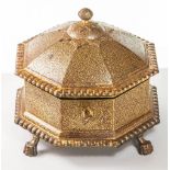 An antique Indian bronze gilt spice box, height 14cm x 17cm