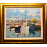 Dennis Orme Shaw - Harbour Scene Oil - 23x19