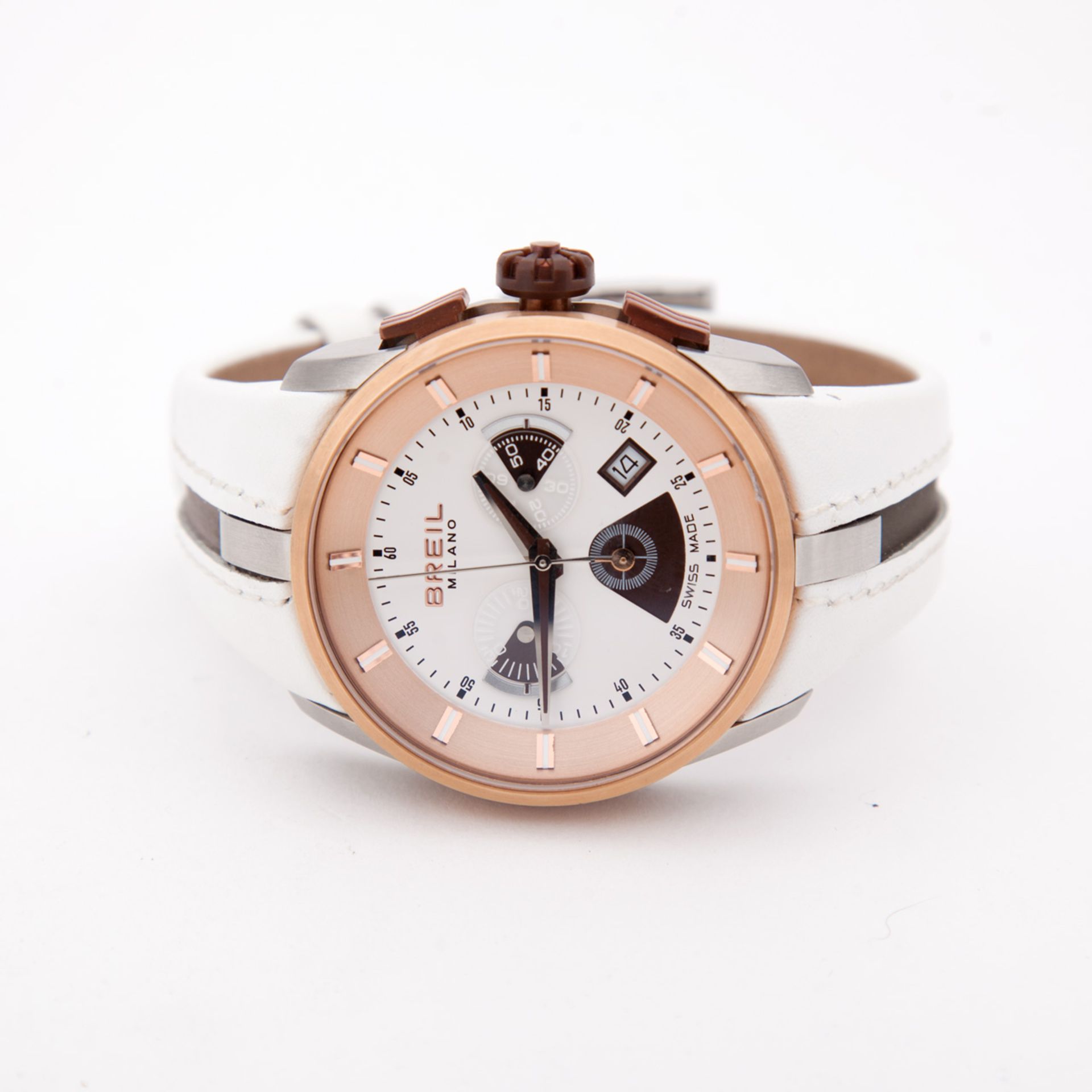 Briel Milano - Swiss Quartz Watch BW0428 White Leather Strap/Copper Style Face