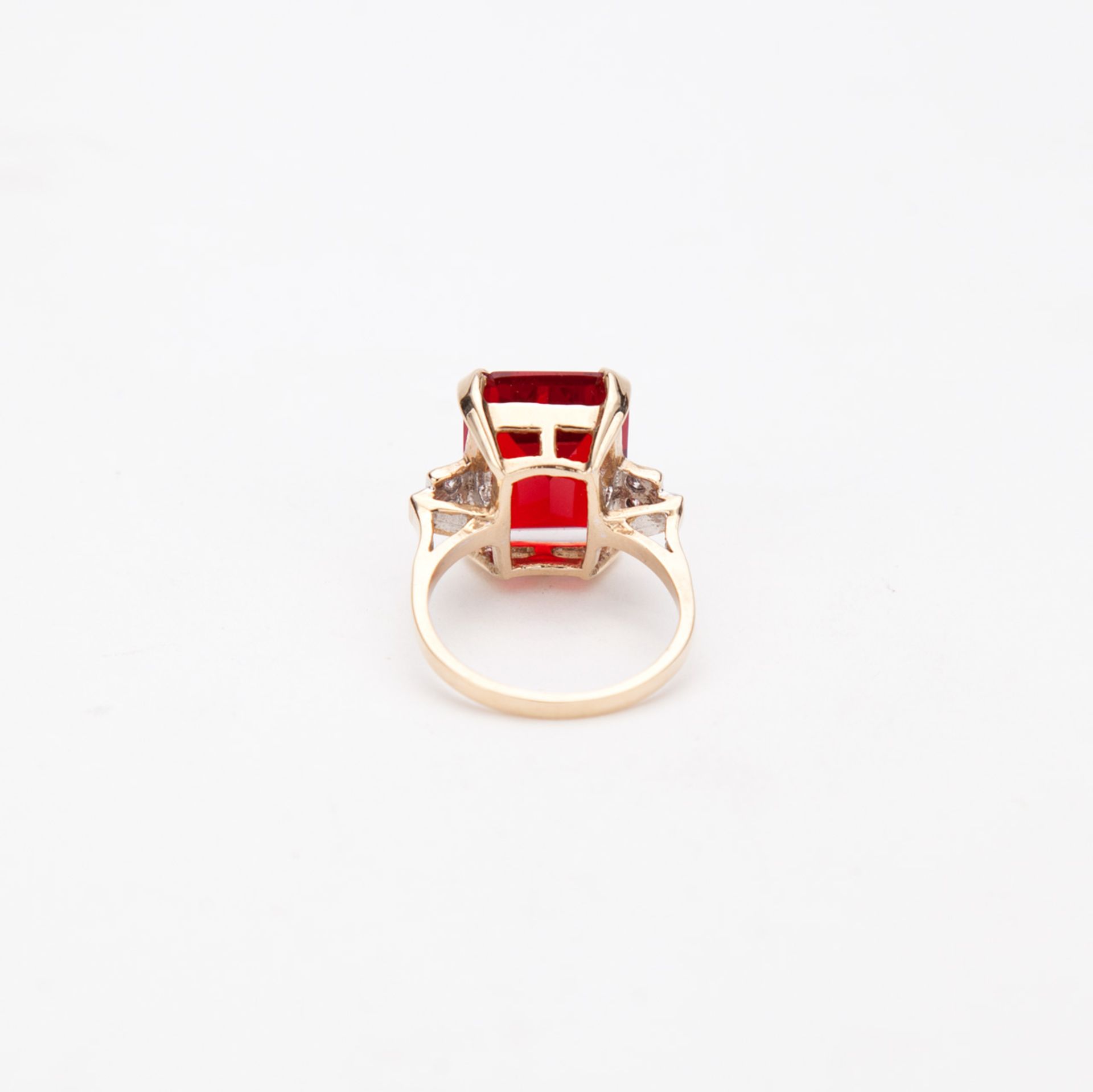 Yellow Gold 9ct Syn Ruby & CZ Ring - Image 3 of 3