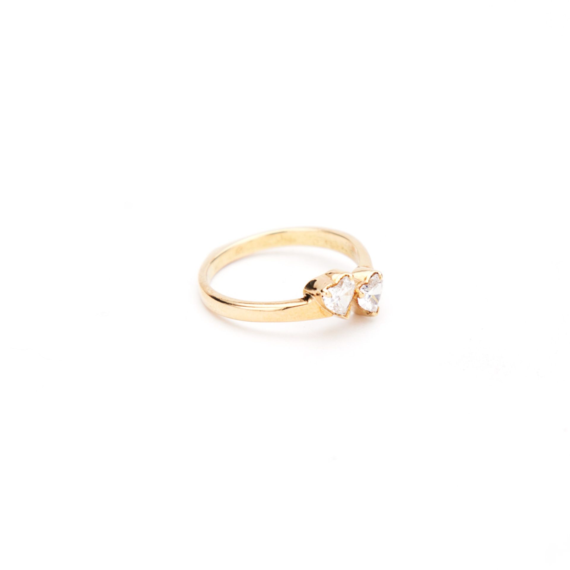 Gold 9ct Ring - Heart Shaped Diamonds - Image 2 of 2