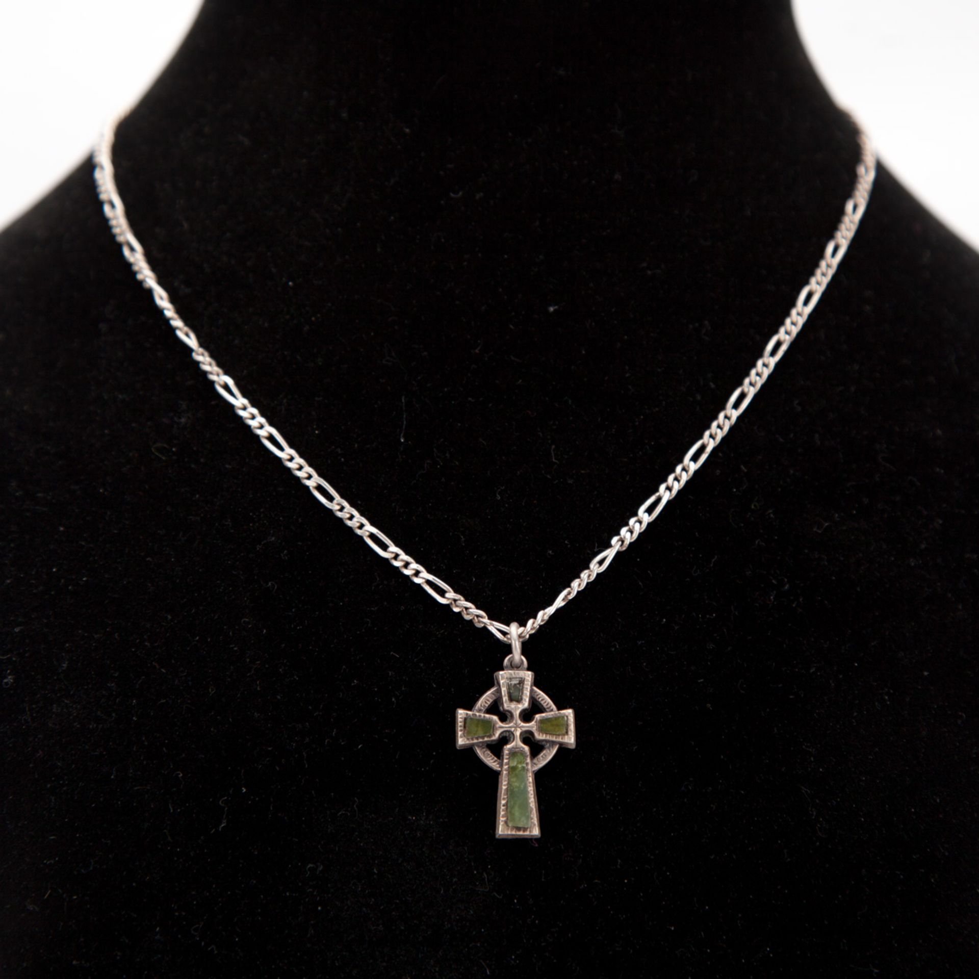 Silver 925 Necklace & Connemara Marble Celtic Cross Pendant