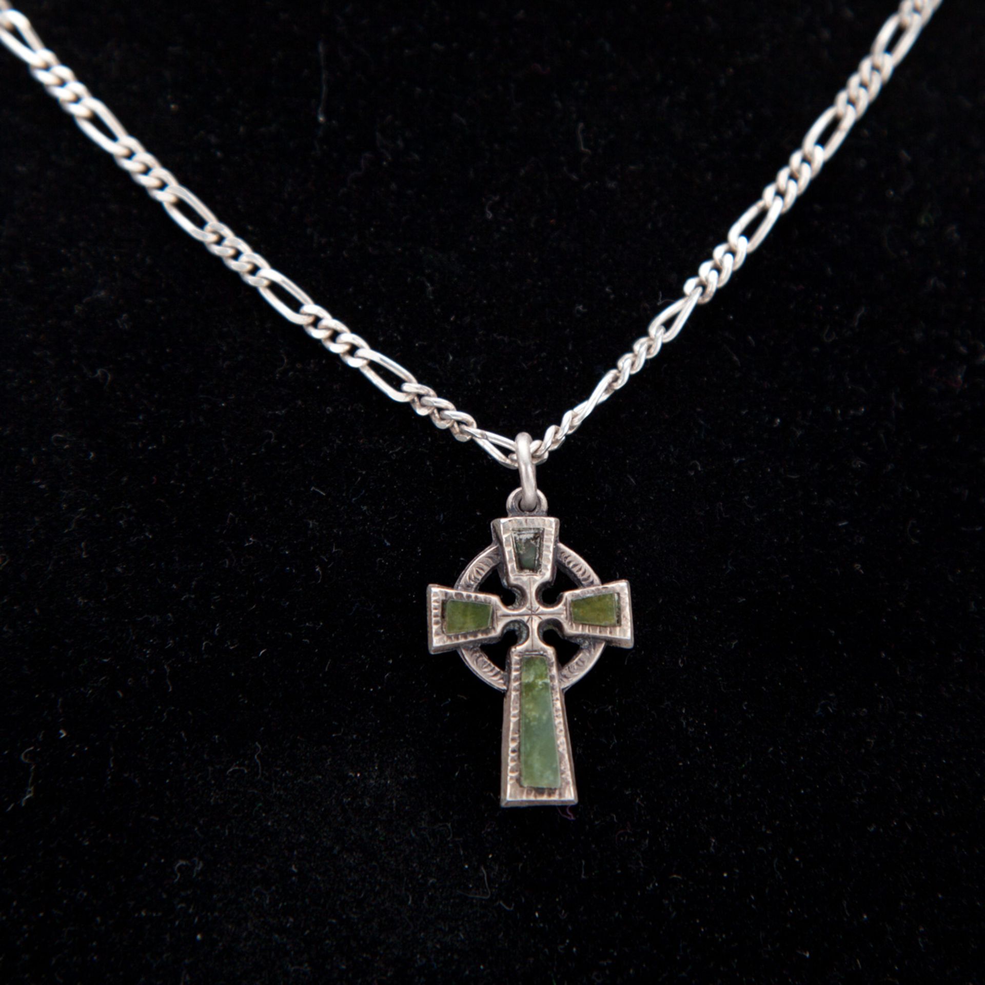 Silver 925 Necklace & Connemara Marble Celtic Cross Pendant - Image 2 of 2