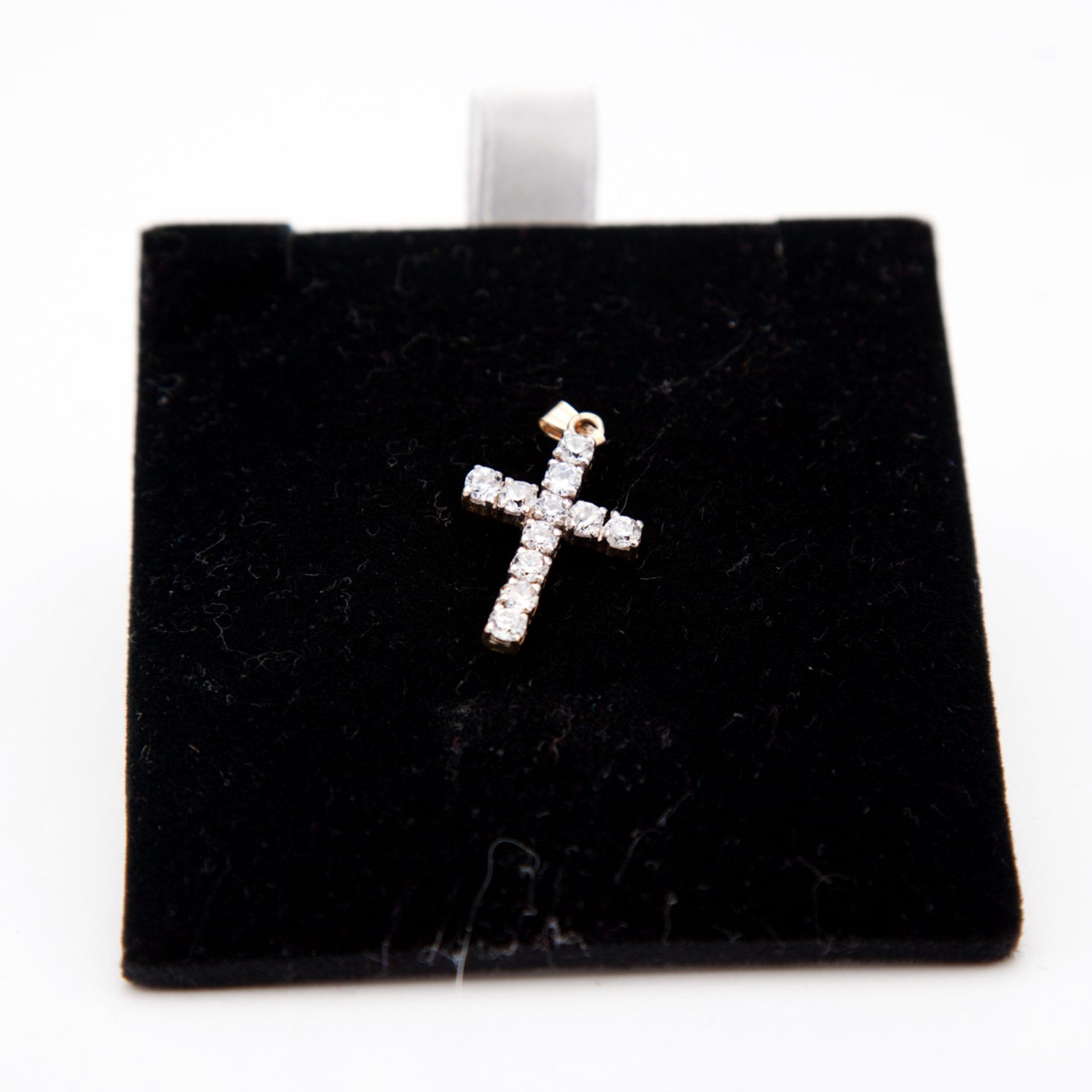 Yellow Gold 9ct CZ Cross Pendant - Pendant Height 1"