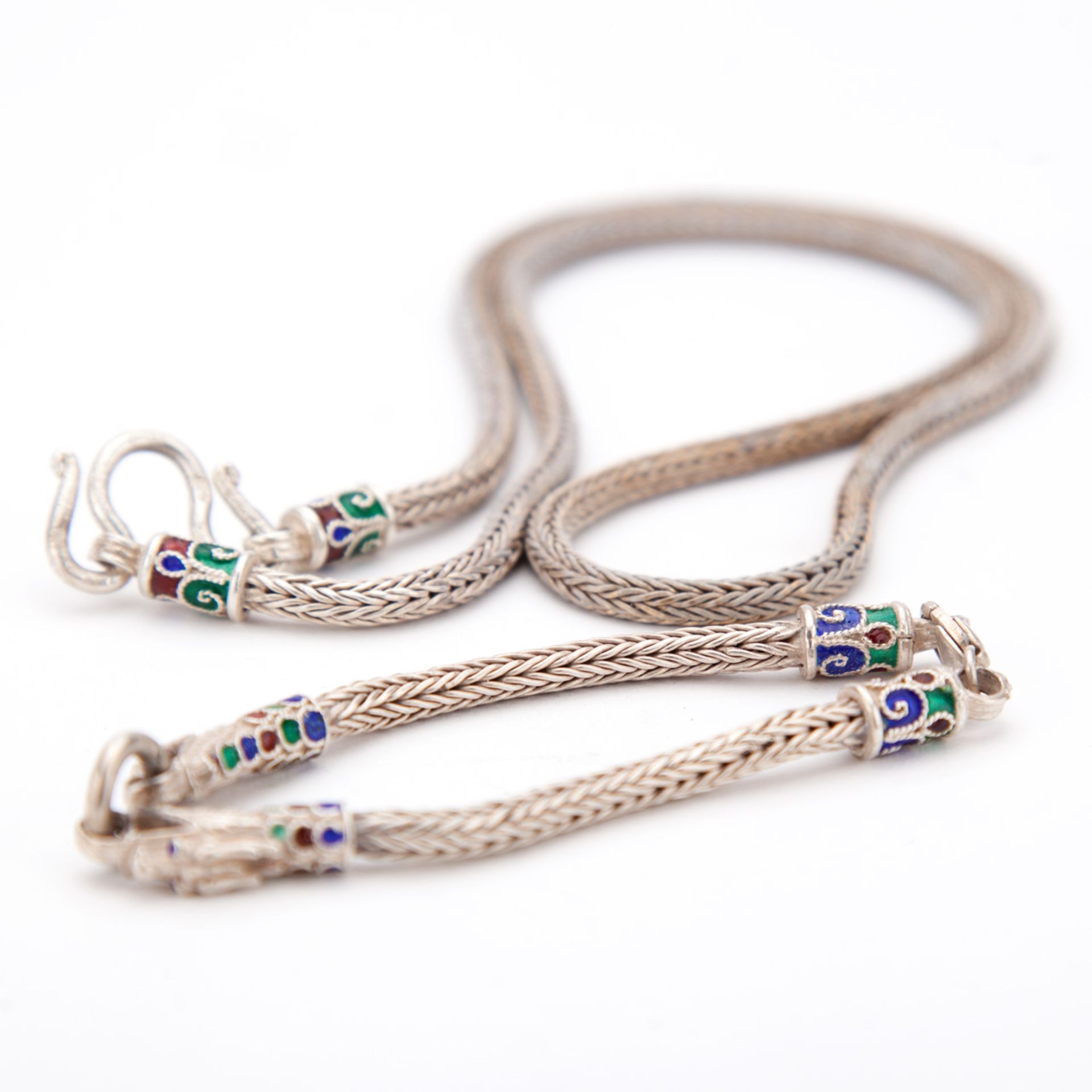 White Metal Stamped 925 Rope Tribal Style Necklace + White Metal Bracelet - Image 3 of 3