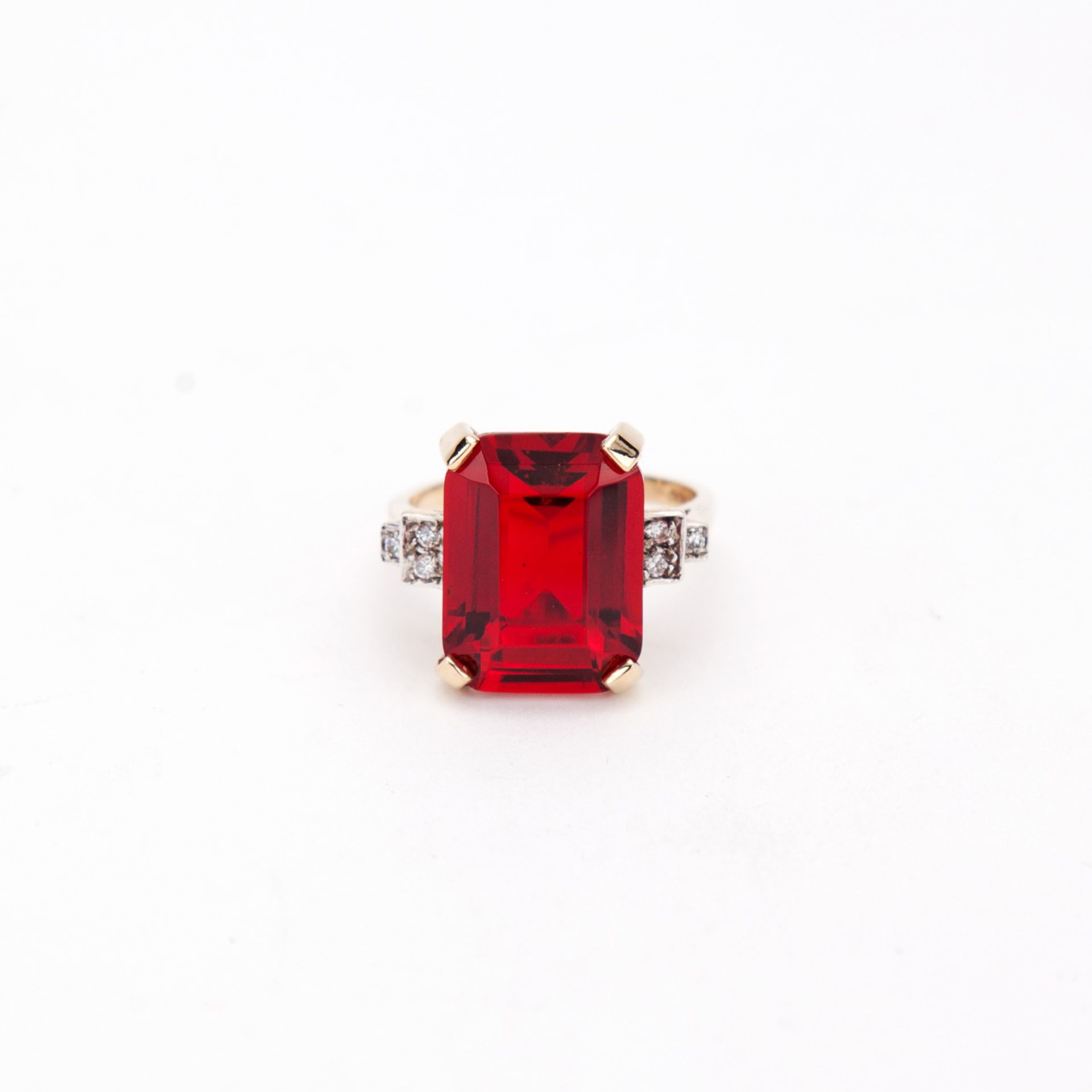 Yellow Gold 9ct Syn Ruby & CZ Ring