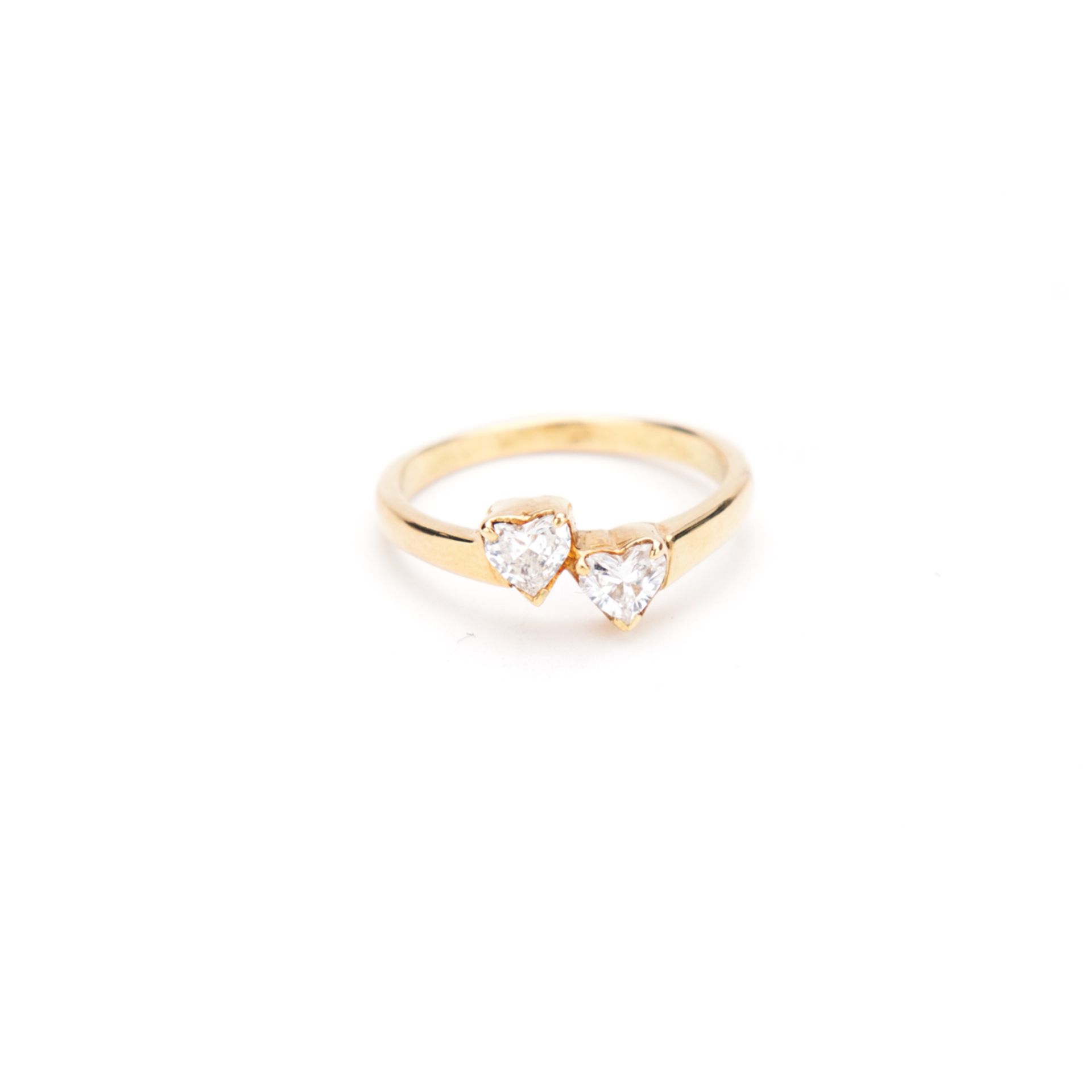 Gold 9ct Ring - Heart Shaped Diamonds