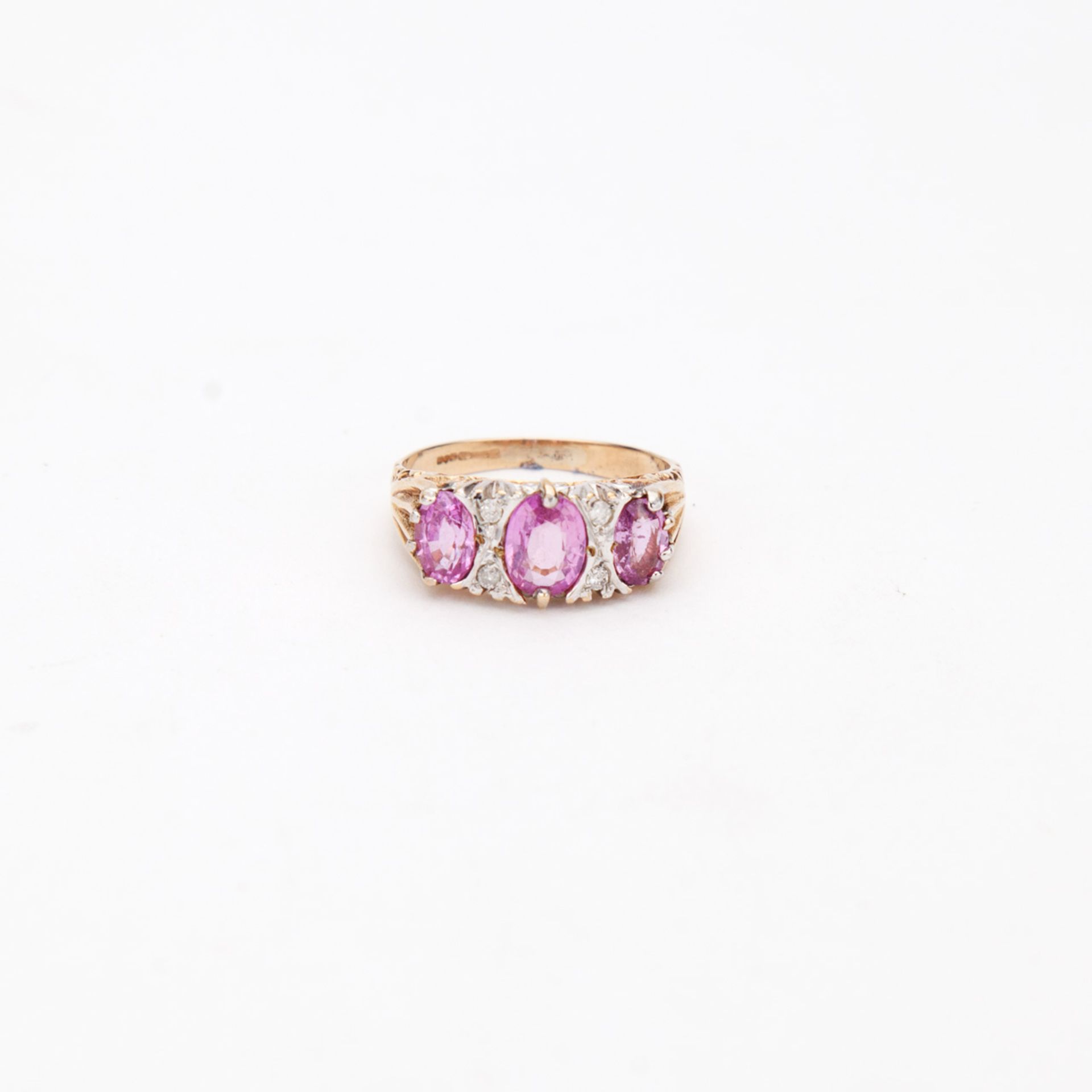 Yellow Gold 9ct Pink Sapphire & Diamond Ring