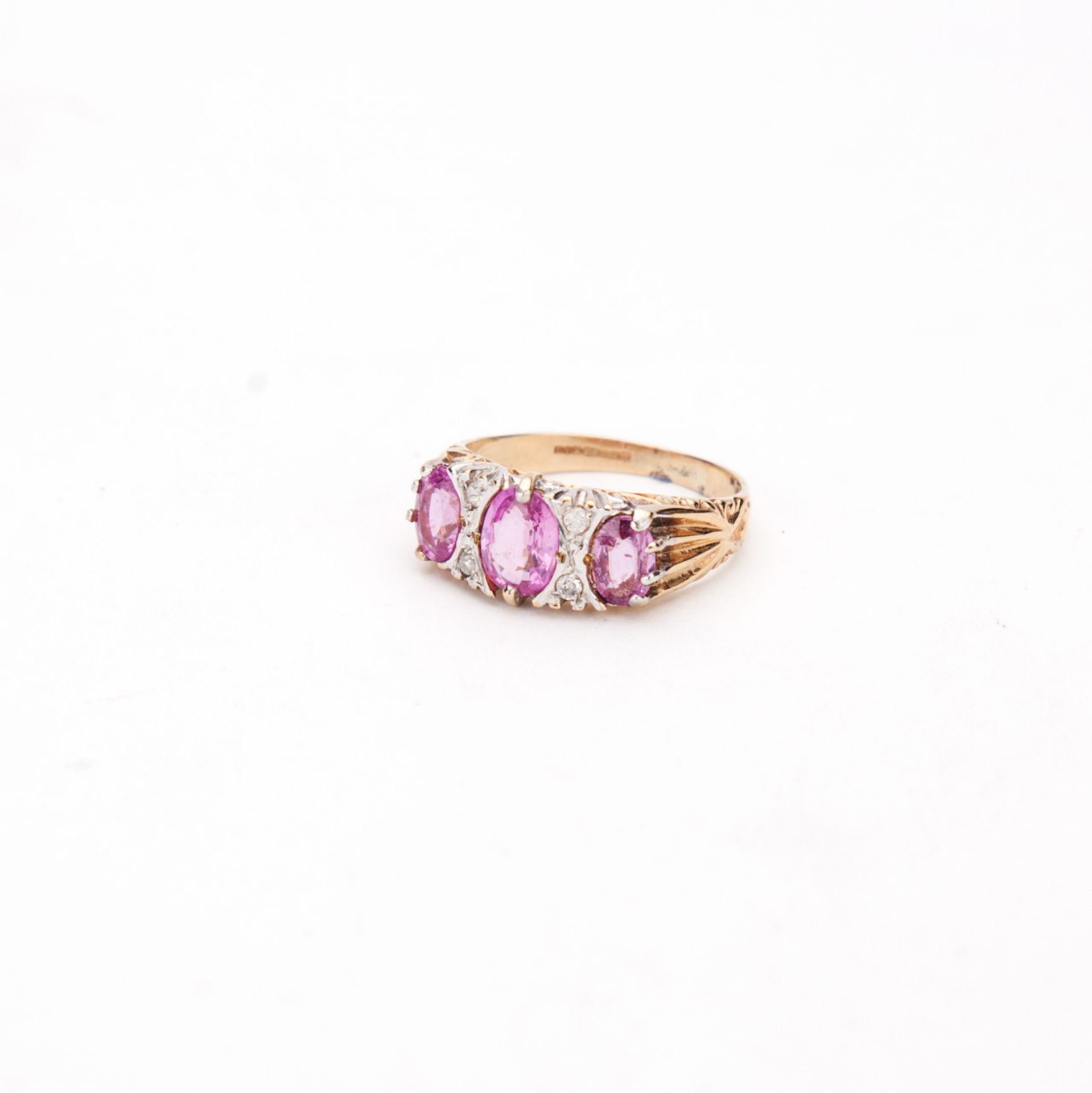 Yellow Gold 9ct Pink Sapphire & Diamond Ring - Image 2 of 2