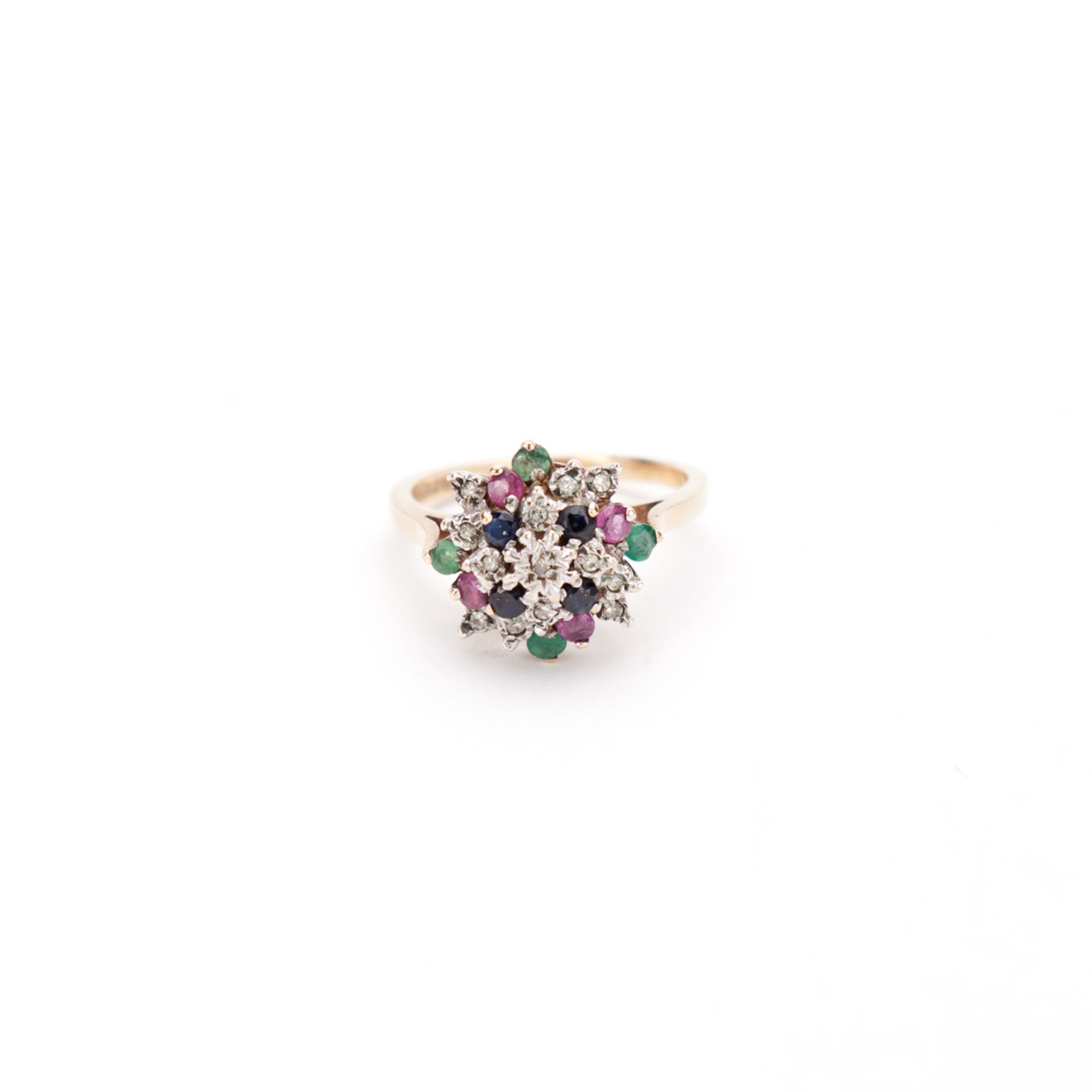 Gold 9ct Ring - Bouquet - Diamond/Ruby/Emerald