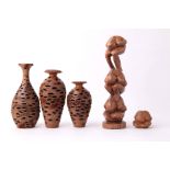 Collection of Carved Wood Pieces – Vases Signed Peter Nelson